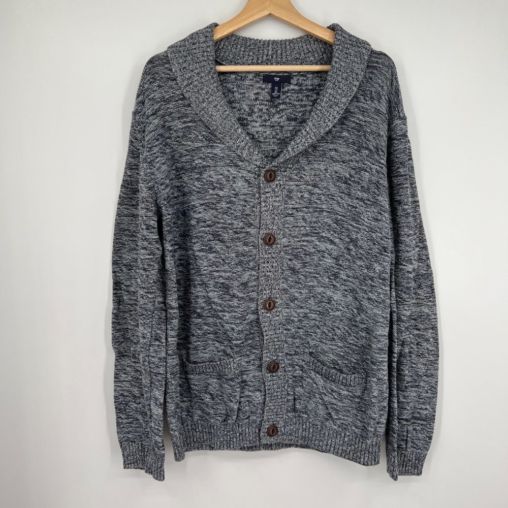 Gap Womens Cardigan Sweater Sz L Cotton Space Dye Button Front